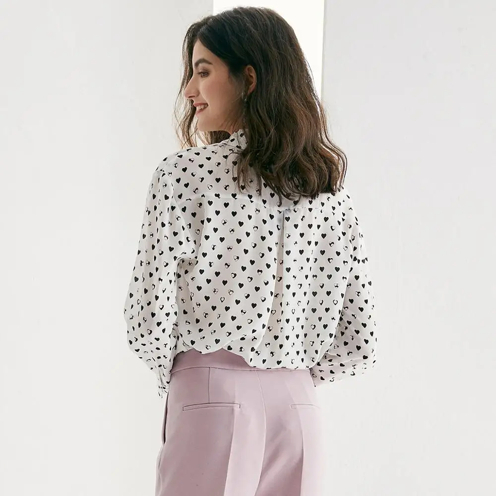 POKWAI women's fashion causal silk shirts long sleeve blouses