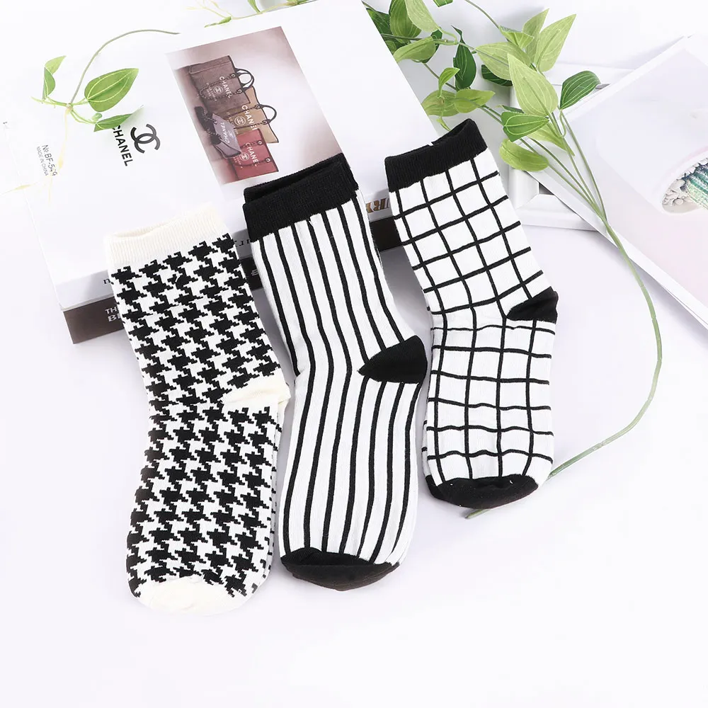 Модные стильные хлопковые носки для женщин и мужчин Полосатые Носки с рисунком
