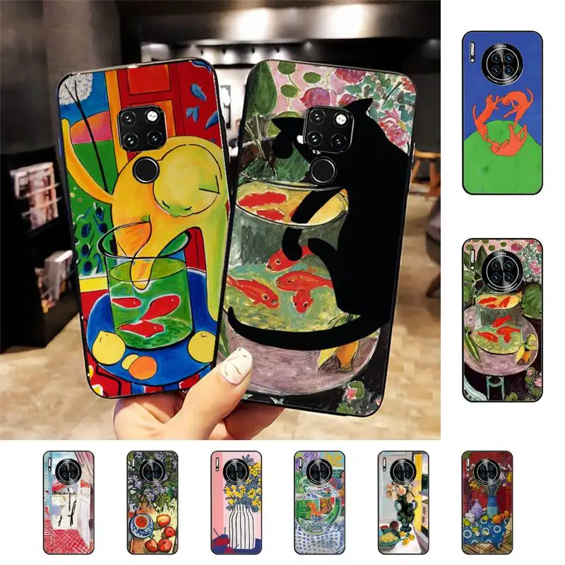 

Henri Matisse cat flowers Art Painting Phone Case For Huawei Nova 3I 3E mate20lite 20Pro 10lite Luxury funda case
