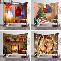 christmas santa claus tapestry green tree home macrame wall hanging cloth sock background cloth xmas ball home decoration mat
