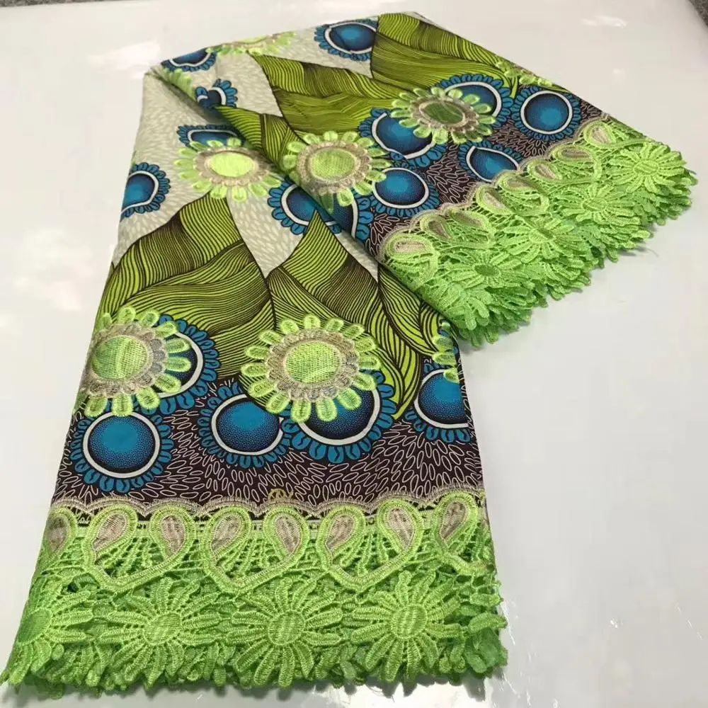 Африканская хлопчатобумажная ткань Анкара смешанная с кружевом для свадьбы 2020