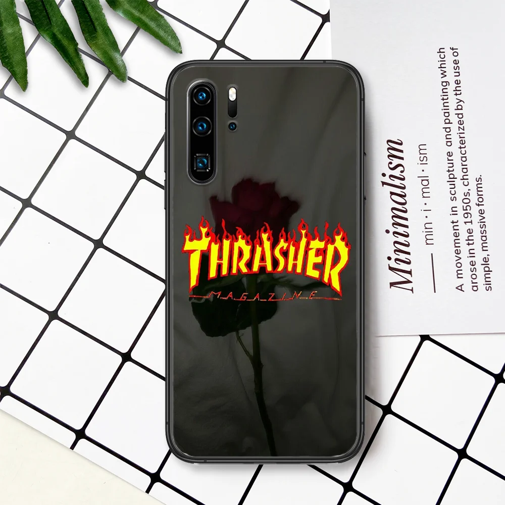 

Fashion Brand T-THRASHERS Phone Case For Huawei P Mate Smart 10 20 30 40 Lite Z 2019 Pro black Etui Painting Prime Fashion Shell