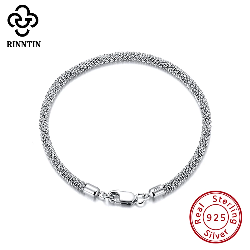 Rinntin итальянский телефон серебро 3 0 мм сетчатый Браслет с цепочкой в виде