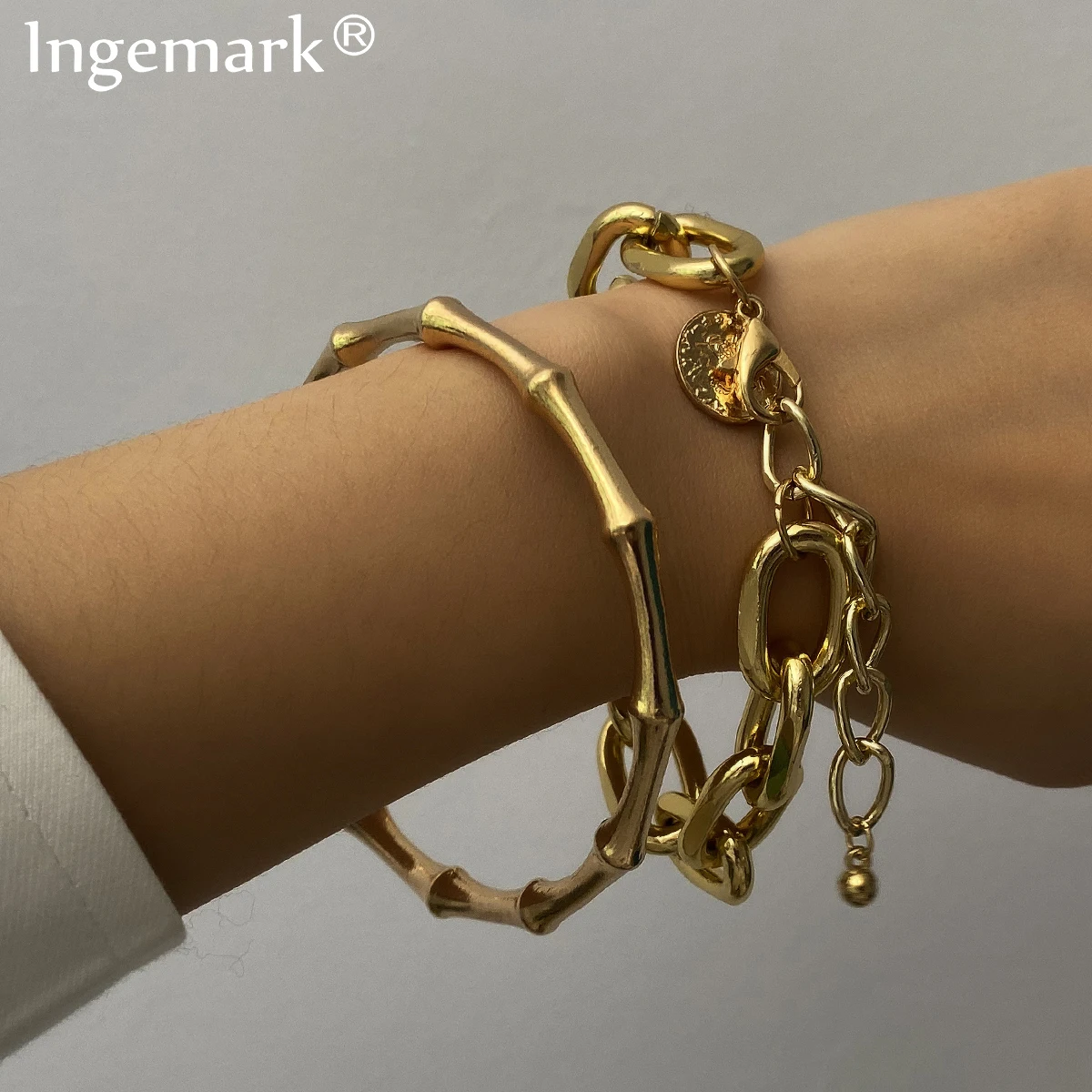 Комплект женских и мужских браслетов из бамбуковой цепи с замком|Цепочки