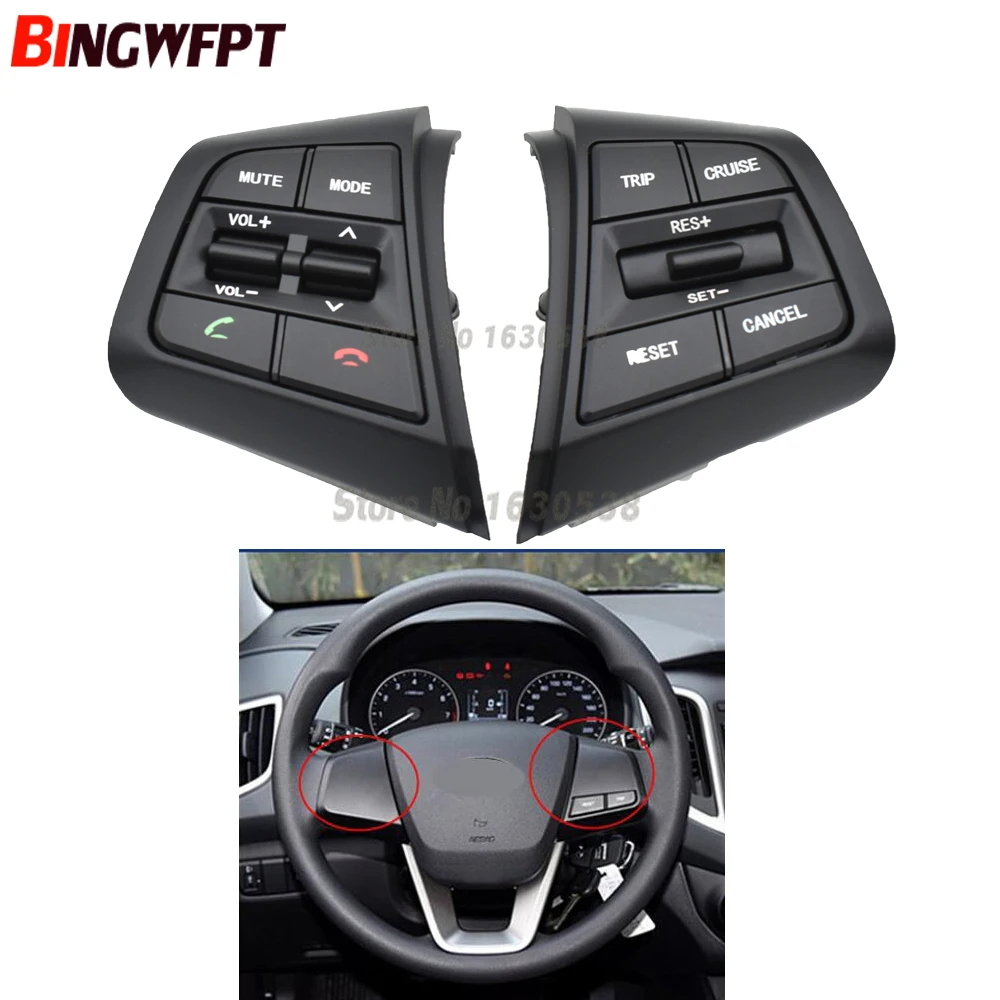 Car Steering Wheel Cruise Control Buttons Remote Control Volume Button With Cables For Hyundai Ix25 (Creta) 1.6L 2015-2019