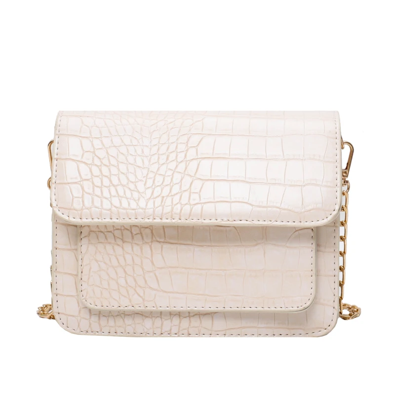 

Small Crocodile Pattern PU Leather Flap Bags For Women 2021 Simple Shoulder Crossbody Handbags Chain Cross Body Bag