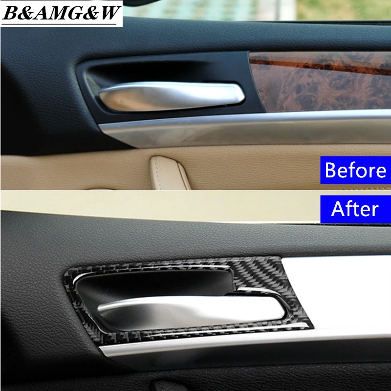 

Inner Door Handle Frame Decoration Cover Trim 4Pcs For BMW X5 E70 2008-2013 Carbon Fiber Car Styling Interior Accessories