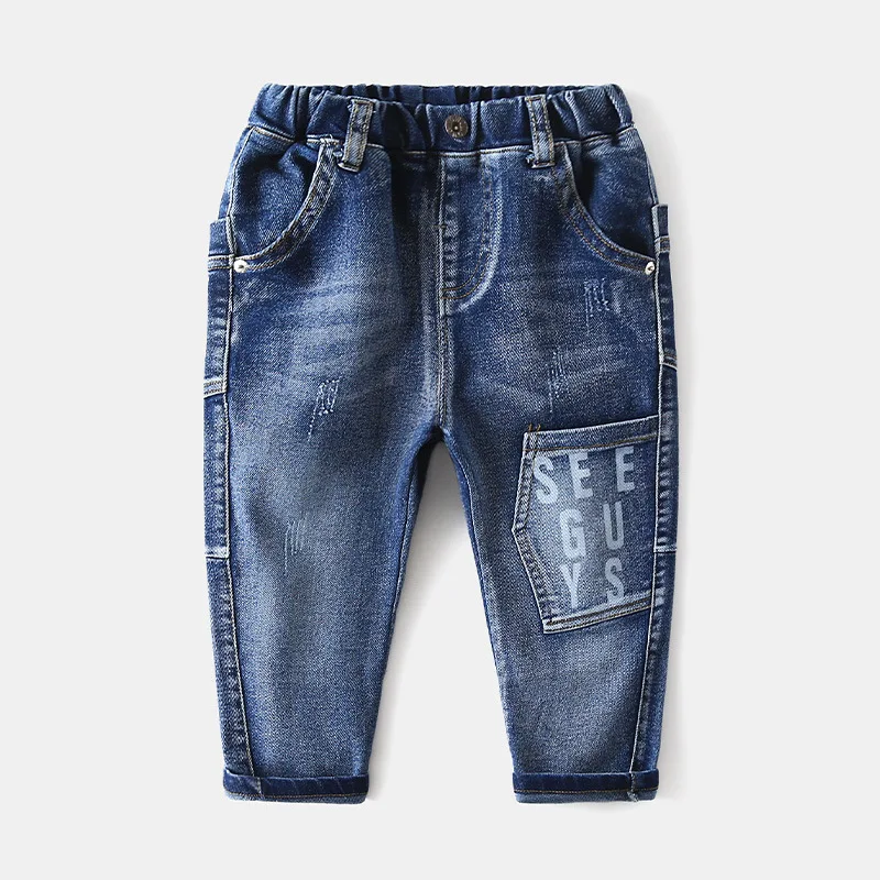Джинсовые брюки для мальчиков и девочек модные ковбойские штаны с надписью
