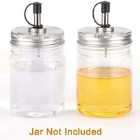 6pcs stainless steel regular mouth mason jar pour spout lids with plastic caps for olive oil cocktail dispenser 70mm