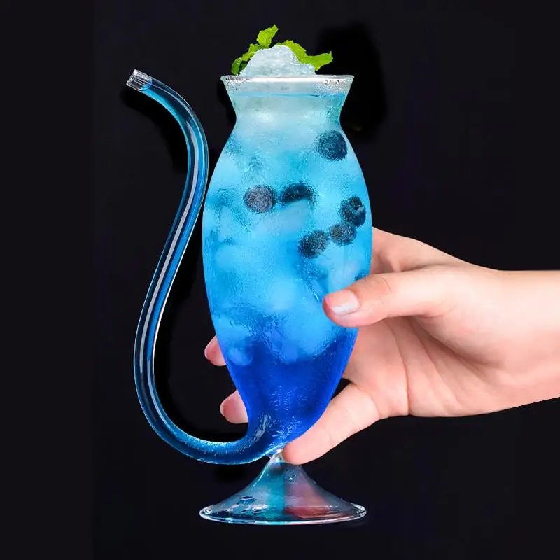 2 шт. креативные питьевые стеклянные кофейные чашки с соломой для коктейля вино