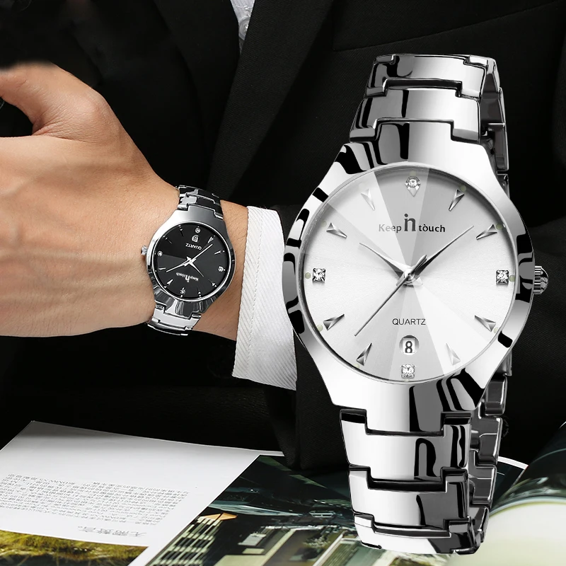 Часы Montre Couple Роскошные водонепроницаемые парные часы из нержавеющей стали