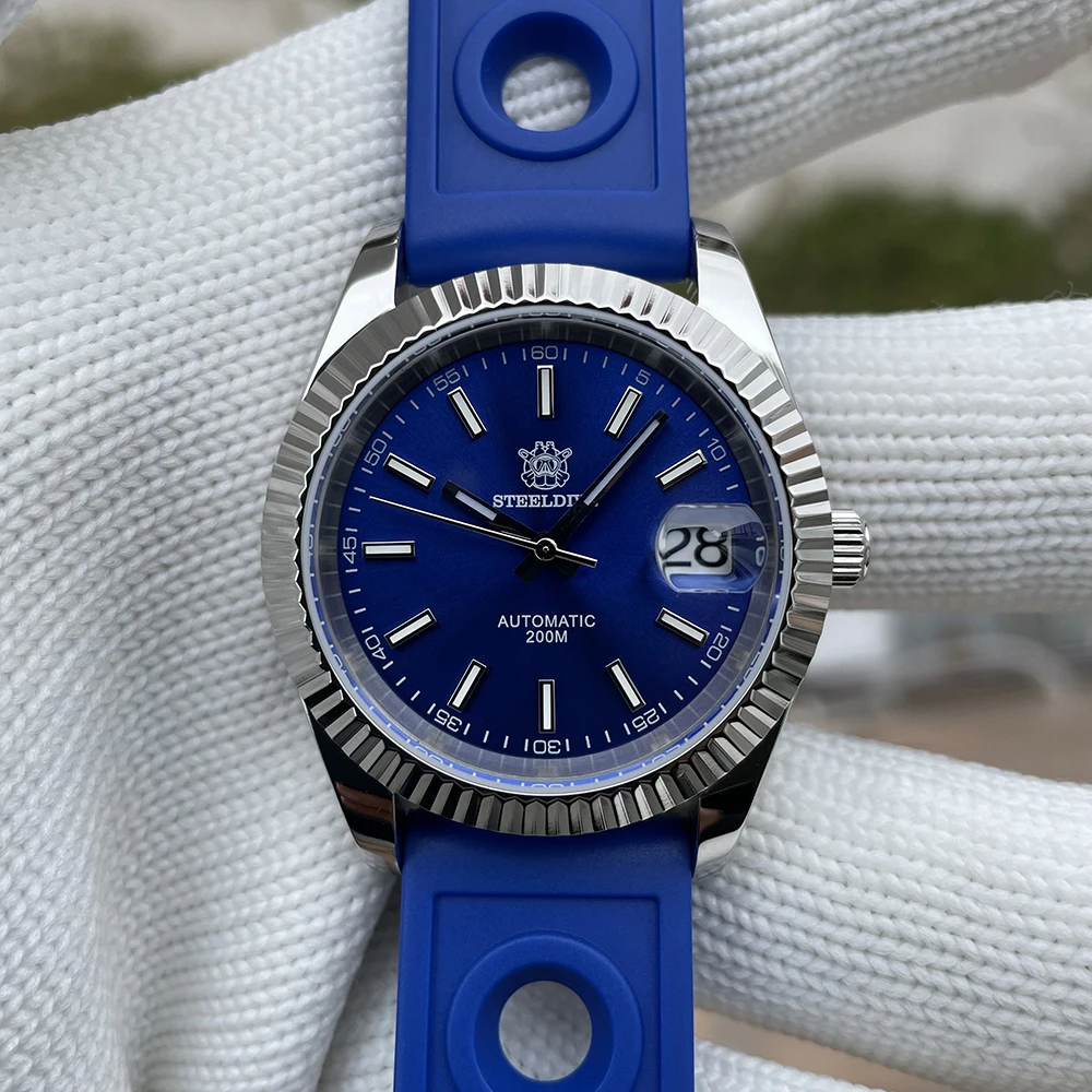 

STEELDIVE Design SD1933 Log Date Just Dive Watch 20Bar 200M Waterproof BGW9 Blue Luminous NH35 Classic Men's Mechanical Watches