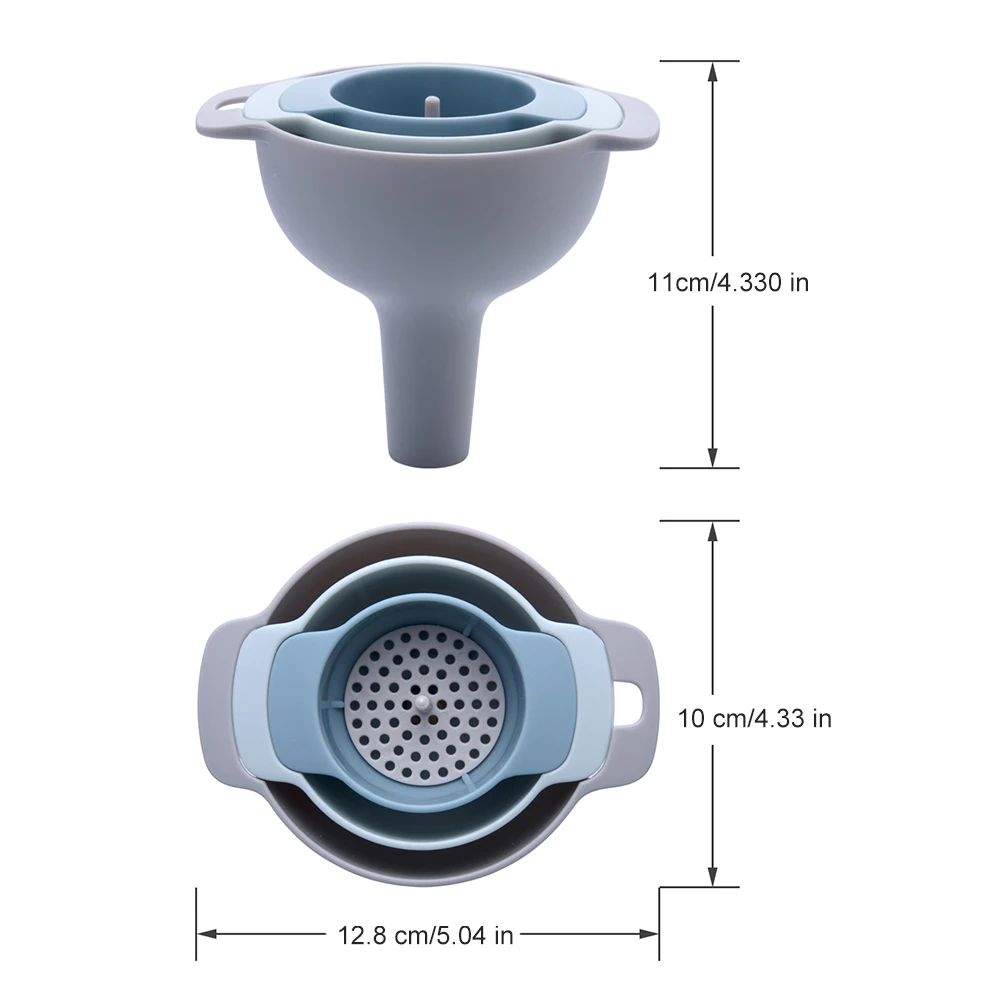 

Kitchen Funnel 3 Pack of Food Grade Plastic Funnel Suit for Transferring of Liquid Fluid Dry Ingredients and Powder