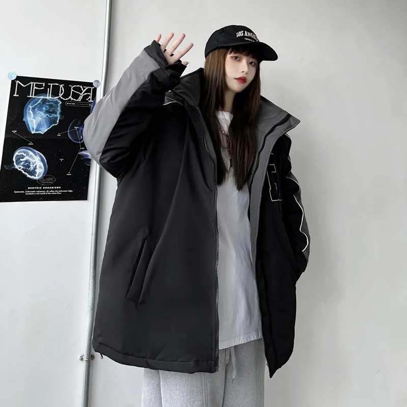 Cotton Jacket Coat Women's 2021 Autumn And Winter Korean Version Ins Plush Thickened Loose Bread Parkas Warm Cotton Coat