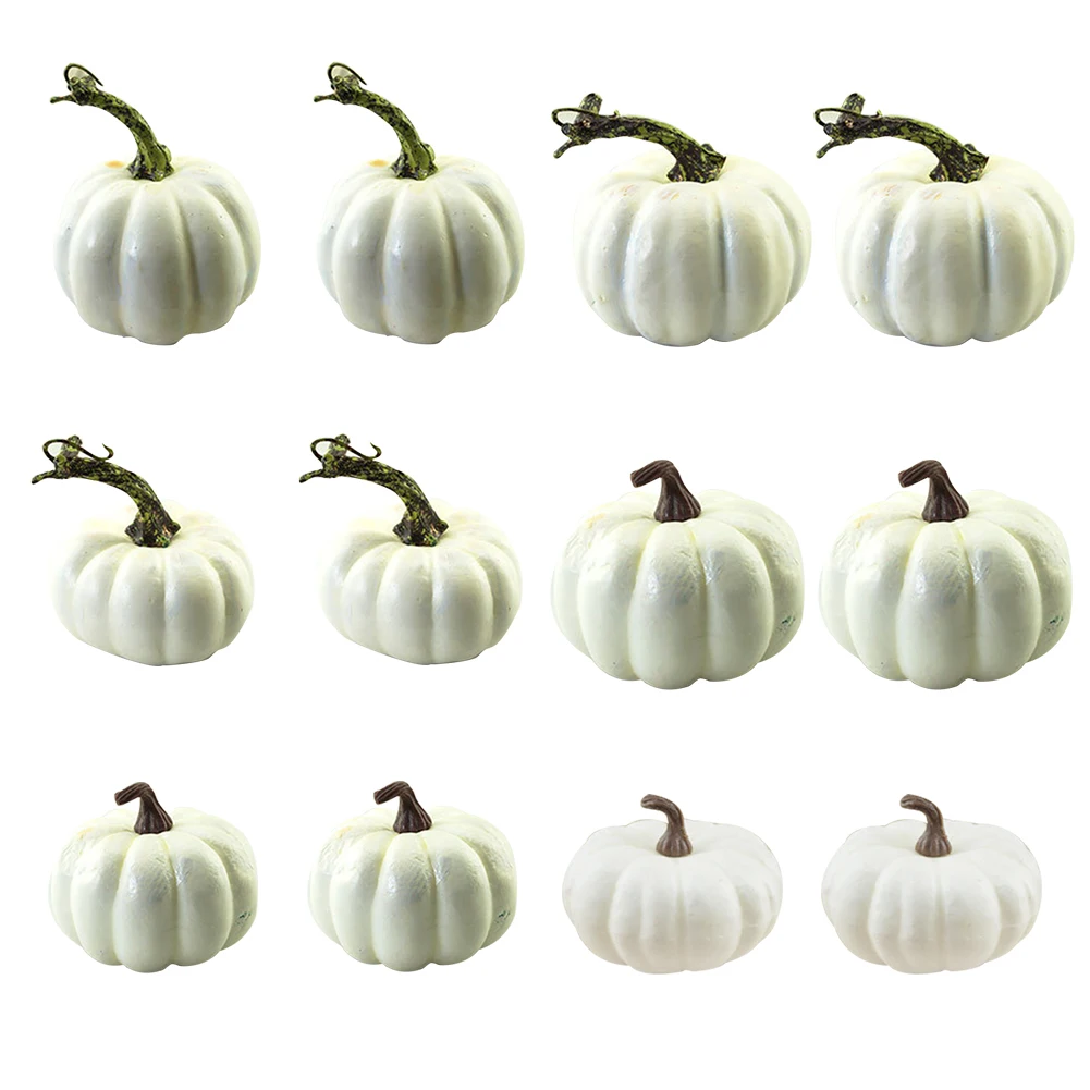 

6/12PCS Halloween Decoration Artificial Mini Pumpkins Foam White Thanksgiving Autumn Harvest Pumpkin Decorations Prop Halloween