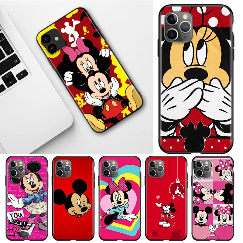 

Black Soft Cover Red Mickey mouse For Apple iPhone 13 12 11 SE XS XR X 7 8 6 5 S mini Plus Pro MAX 2020 Phone Case