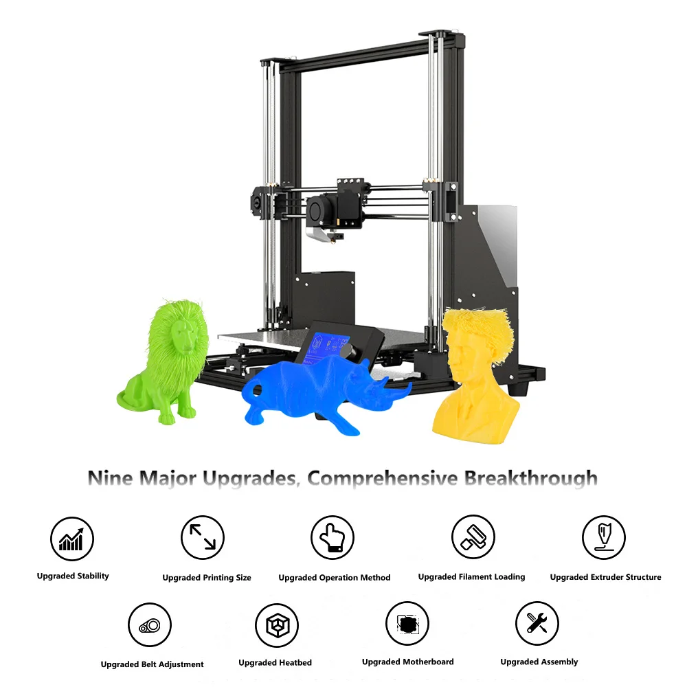 Anet A8 Plus Модернизированный Высокоточный DIY 3d принтер самостоятельная сборка Большая печать рамка из алюминиевого сплава подвижная ЖК-панель управления