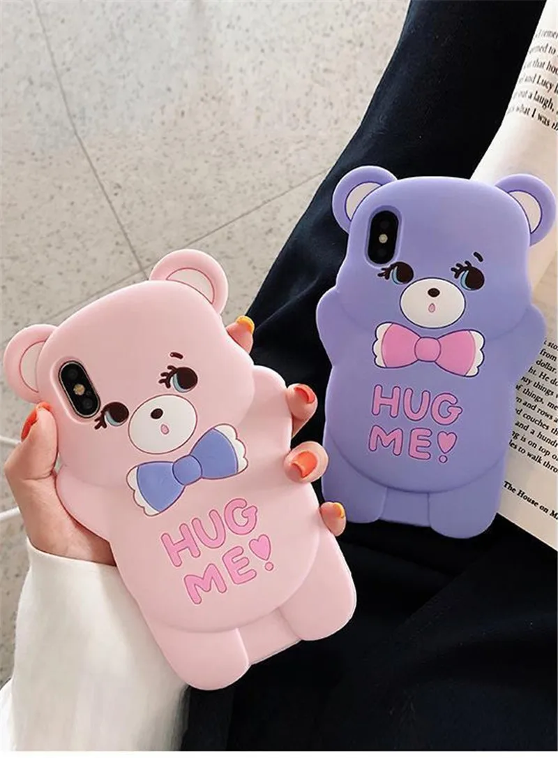 Мультяшный чехол для iPhone 5 6S 6 7 8 X XS Max Plus XR милый медведь мягкие силиконовые чехлы