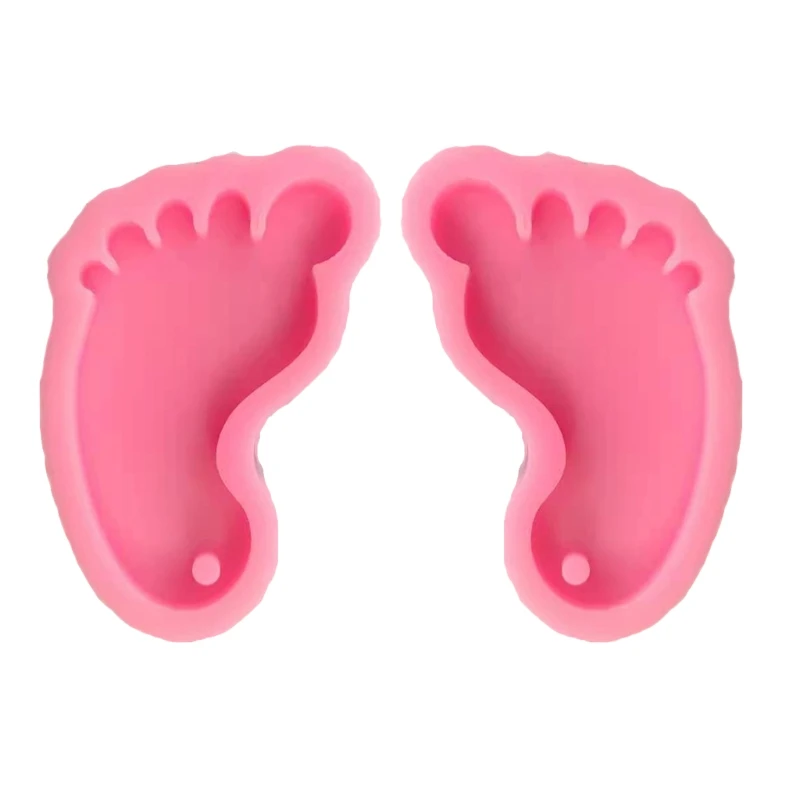 

Baby Footprint Keychain Mold DIY Footmark Keychain Silicone Resin Casting Molds 83XF