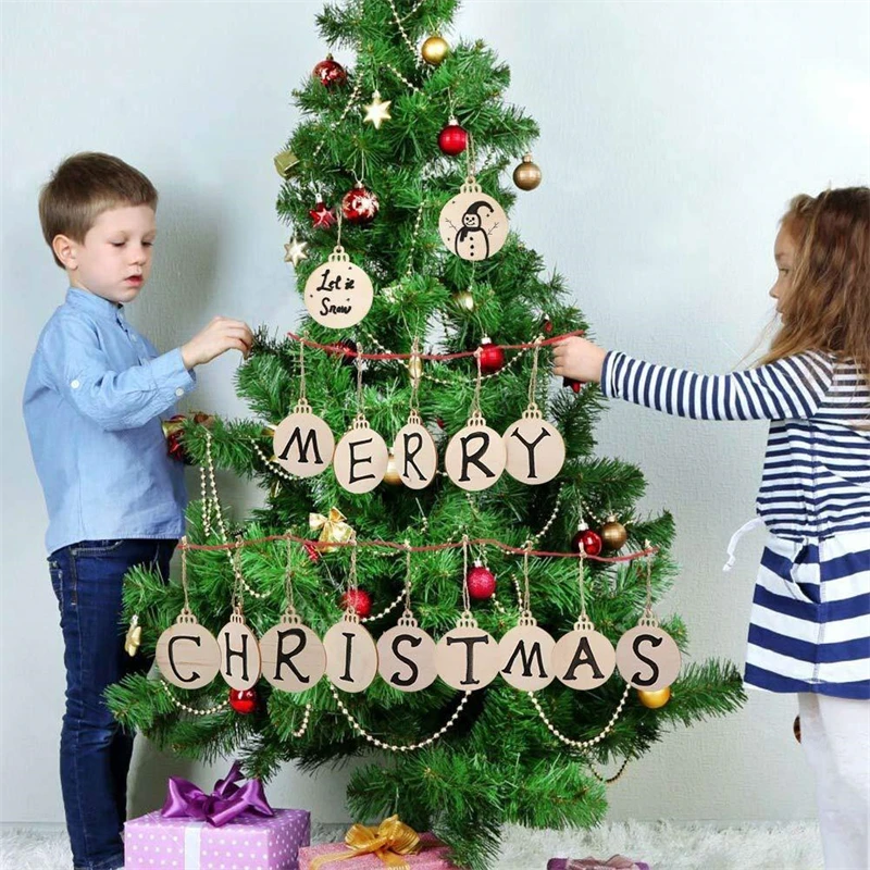 

New Year Christmas Ornament Wooden Hanging Pendants Star Xmas Tree Bell Christmas Decorations For Home Navidad Decor Supplies