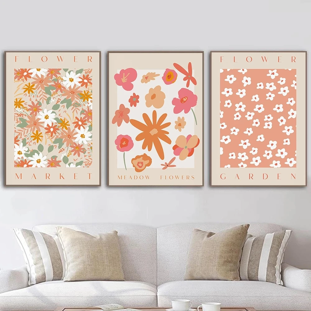 

Orange Apple Peach Fruit Flower Market Wall Art Canvas Painting Nordic Posters And Prints Wall Pictures Home Decoration Gifts