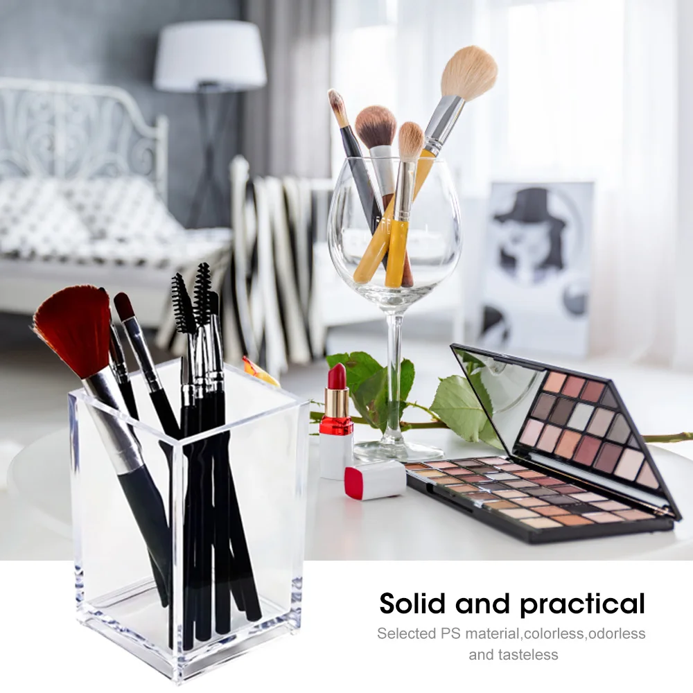 

Transparent Makeup Storage Organizer Brush for Cosmetics Plastic Pen Holder Desk Table Cosmetic Storage Acrylic Container Box