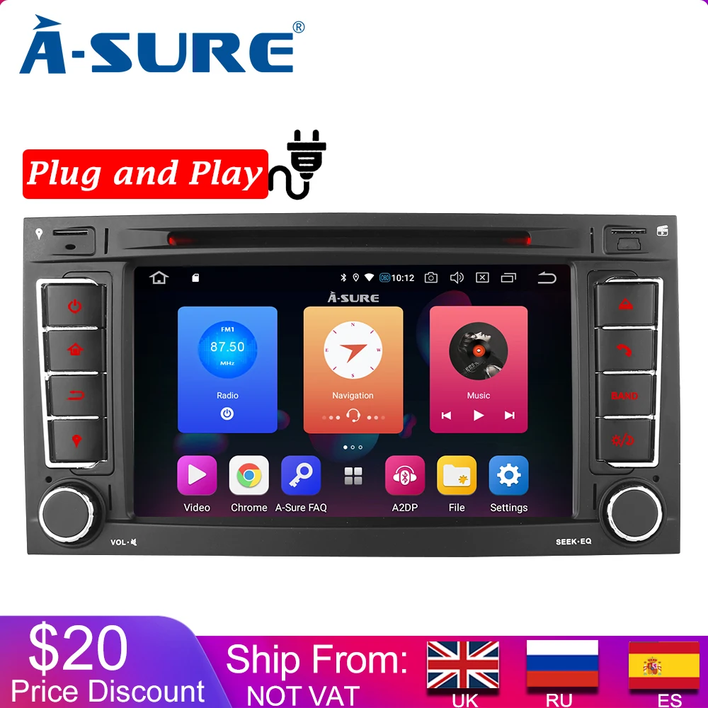 A Sure HD 7 дюймов 2 Din IPS Android 9 0 автомобильное радио GPS DVD плеер навигация для Volkswagen VW