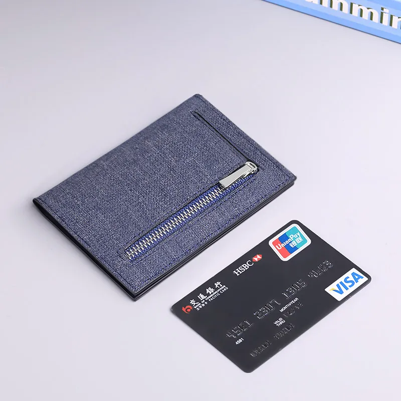 Тонкий мини-кошелек WILLIAMPOLO для мужчин и женщин кожаный джинсовый бумажник с