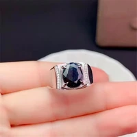 the new natural sapphire ring 925 silver mens ring noble atmosphere highlight the charm of a gentleman