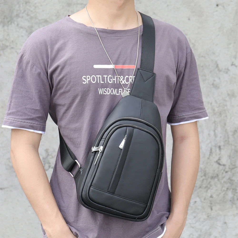 

Men One Shoulder Backpack Women Leather Chest Bag Pack Crossbody Casual Outdoor Crossbody Sling Bag Chest Shoulder Backpack