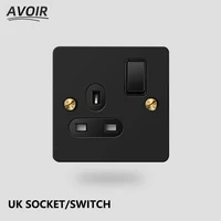 avoir wall electrical sockets uk plugs double socket with switch black stainless steel panel power outlet 110v 220v for home