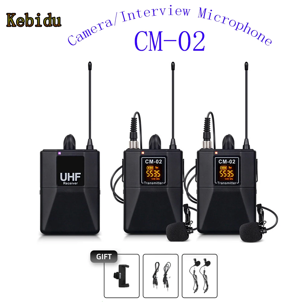 

Kebidu Portable Lavalier Mic 550-579MHz UHF Wireless Mic Professional Photographic Mic With 30 Selectable Channels 50m Range