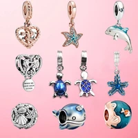 2pcslot summer new style glamour beads pendant diy starfish narwhal dolphin pendant for original brand bracelet gift making