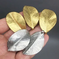 5pcs high quality gold tone stainless steel large 25x42mm charm leaf pendants for diy jewelry necklace making findings
