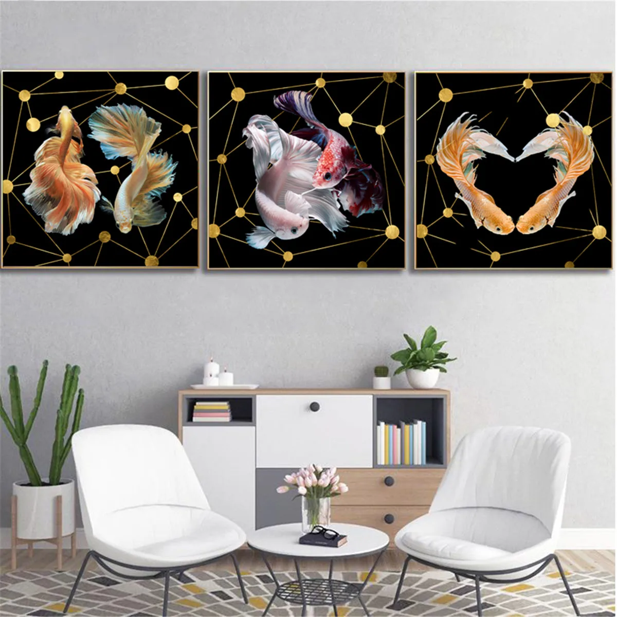 Картина для влюбленных рыба золотая рыбка кои плакат холст печать живопись