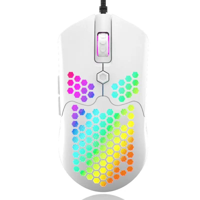 

M5 Hollow-out Honeycomb Shell Gaming Mouse Colorful RGB Backlit Light Wired Mice with 7 Buttons for Game Lovers