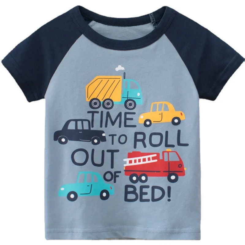 

Children's Cool Short Sleeve T-Shirts With Cartoon Pattern Printing Stitching Fashion Kids Round Neck Tee Clothes For Teenagers