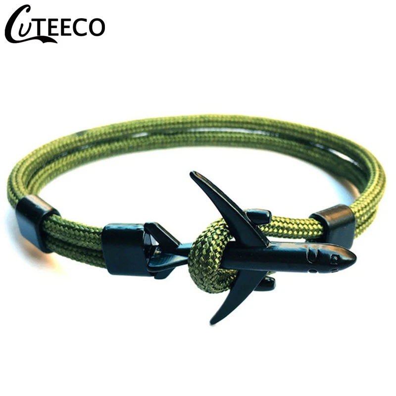 AJ3136-8 CUTEECO, высокое качество, браслеты для мужчин, Паракорд, якорь, браслеты из нержавеющей стали, Pulseira Masculina Feminina, ювелирные изделия для мужчин, обёрточная бумага - Окраска металла: AJ3136-8