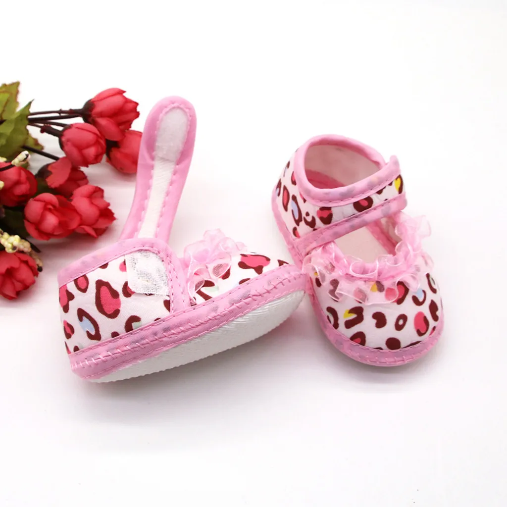 

Toddler Baby Girls Shoes Infant Newborn Flats Shoes Kawaii Lace Leopard Dress Shoes First Walkers Anti-Slip Sneakers Tenis Bebes