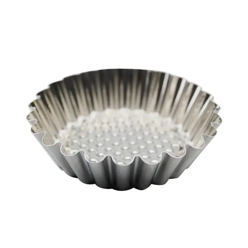 

12pcs Egg Tart Molds Stainless Steel Round Lace Egg Tart Mold Reusable Tartlet Moulds Baking Cups Cake Cookie Cupcake Mould
