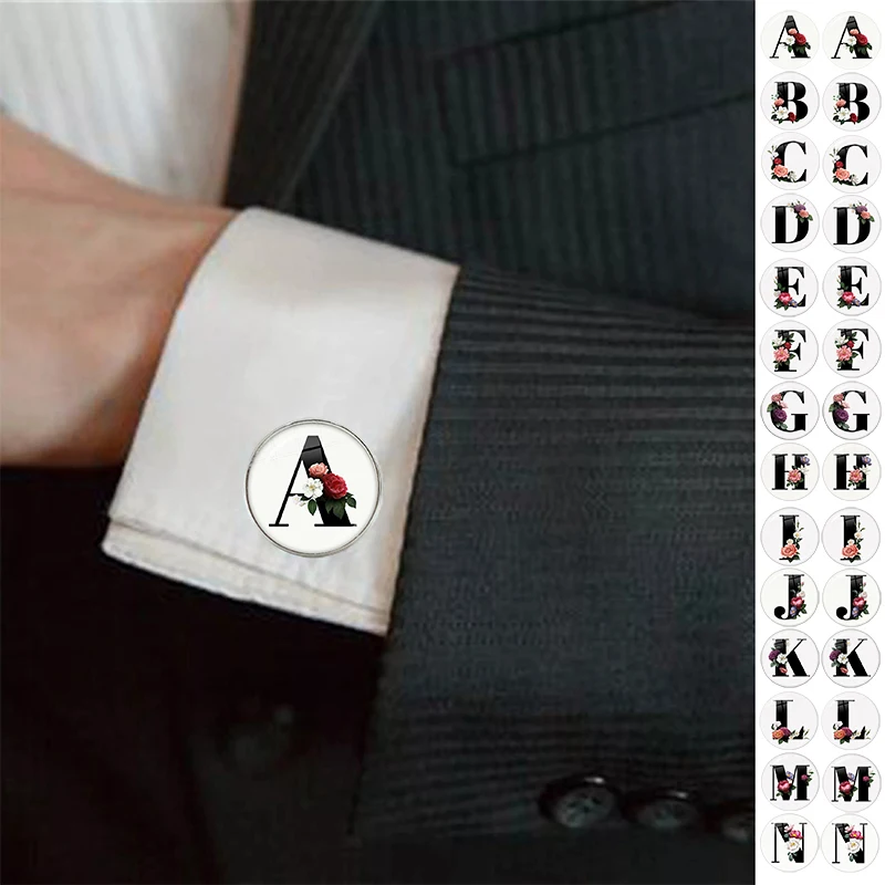

Men's Fashion A-Z Single Alphabet Cufflinks Silver Color New Design Letter Cuff Button for Male Gentleman Shirt Wedding Gifts