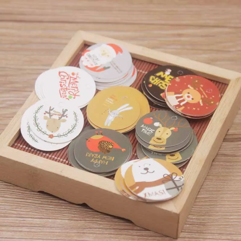 200 шт мульти милые белые/черные бумажные бирки для подарков веселые