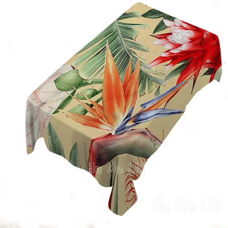 

Flower Tropical Leaves Nature Spring Botanical Strelitzia Barringtonia Rectangle By Ho Me Lili Tablecloth For Kitchen