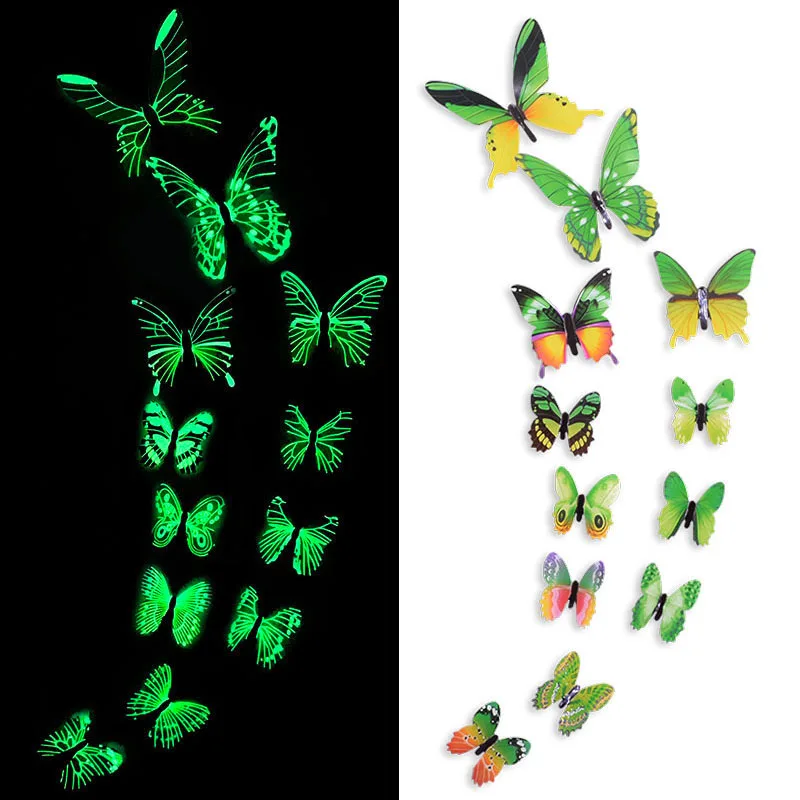 

12 pieces of luminous butterfly decals art wallpaper decorative wall stickers