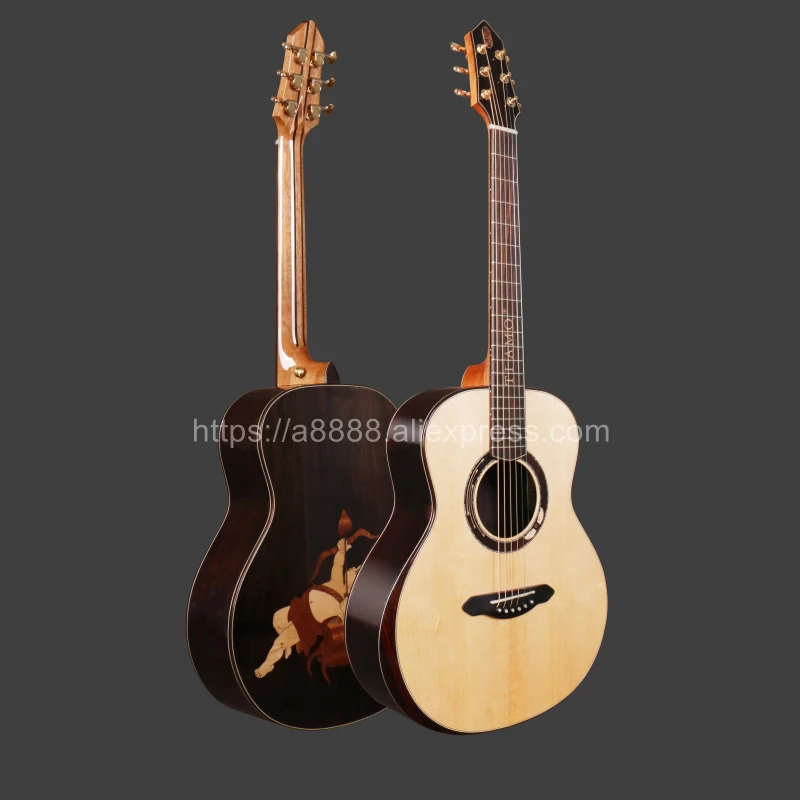 Полностью твердая гитара 38 &quotоднотонная ель/твердый корпус из палисандра