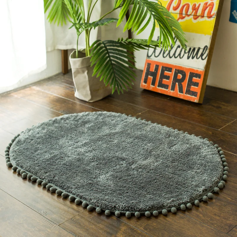 

Oval Rug Nordic Soft Door Mat Rugs Pet Activity Play Area Carpet Home Living Room Bathroom Bedroom Decor Photography Accessories