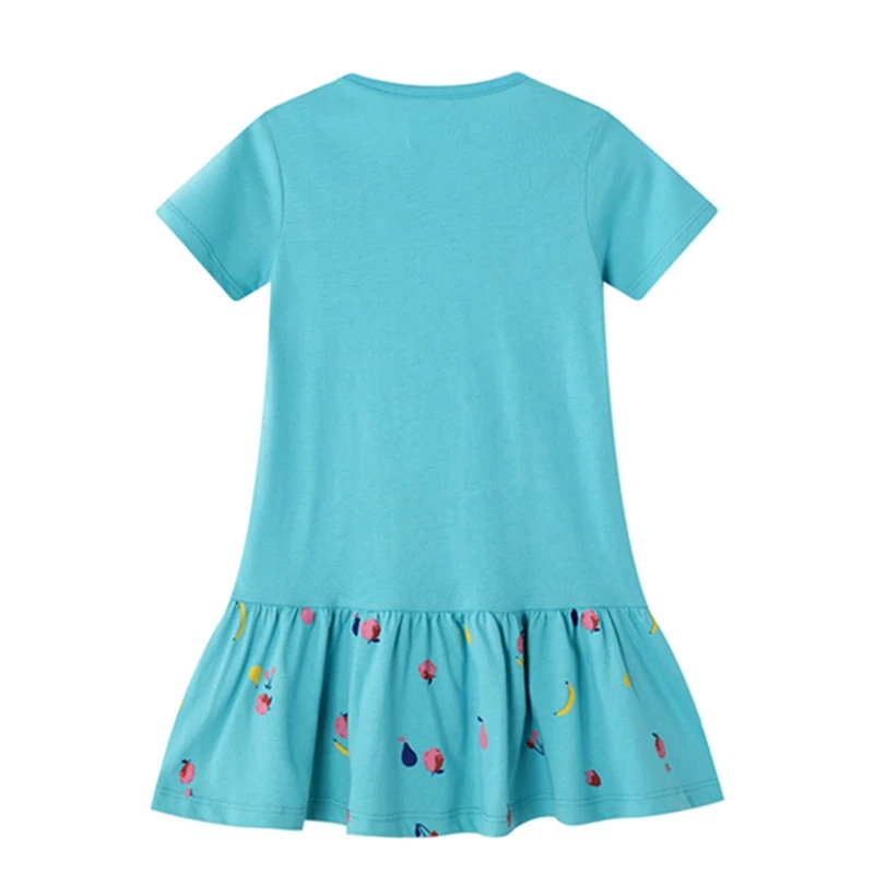 2-6 Years Baby Girl's Dress In Sky Blue Printed Birds Casual Cotton Kids Summer Jersey Clothes Outfit for Toddler | Детская одежда