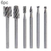 6pcsset carpentry trumpet rotary burrs metalworking rotary files set with 3mm shank for electric grinder head grinding tool