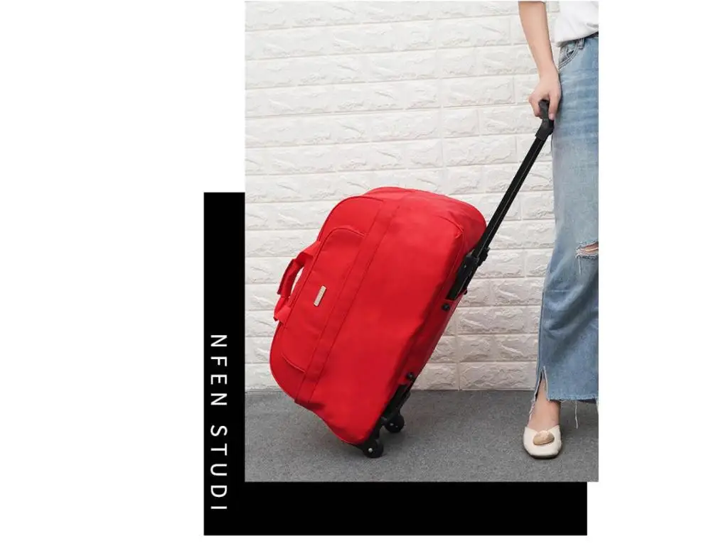 Сумка на колесиках женская чемодан со змеиным плетением для путешествий | Багаж и