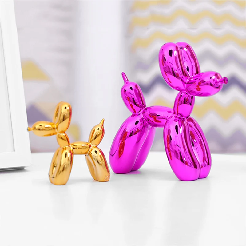 

Resin Balloon Dog Sculpture Statue Ornament Cute Shiny Dog Shape Animals Figurine Craftwork Home Decor Desktop Decoration